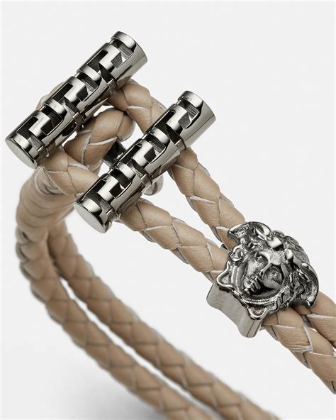 versace leather medusa bracelet|versace medusa braided leather bracelet.